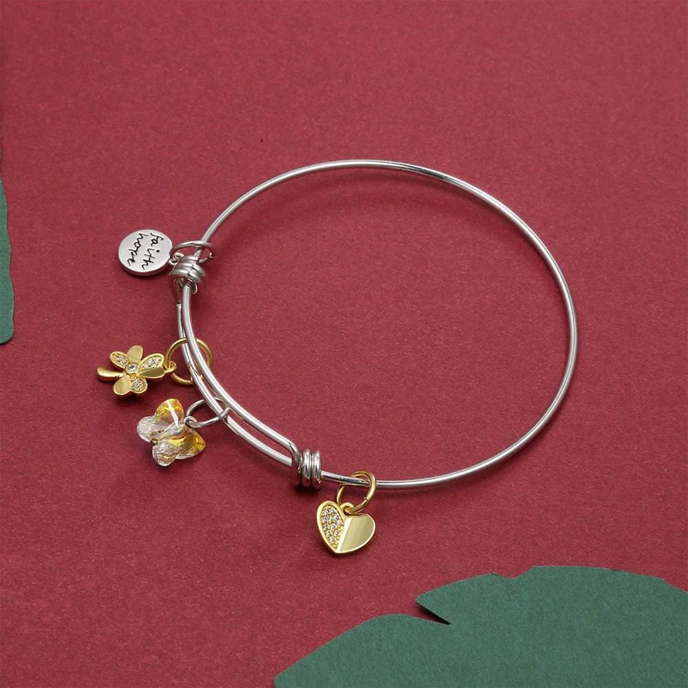 Krystal Couture Inspiring Adjustable Charm Bangle Embellished with SWAROVSKI Crystals