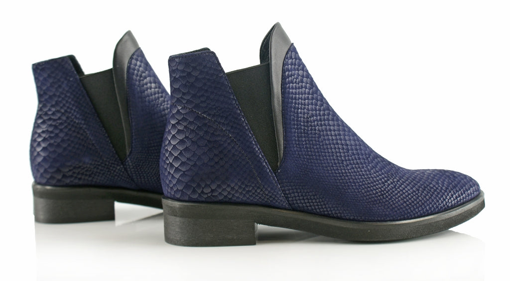 Bosccolo Womens Ankle Boots Aligator - Navy Blue Aligator