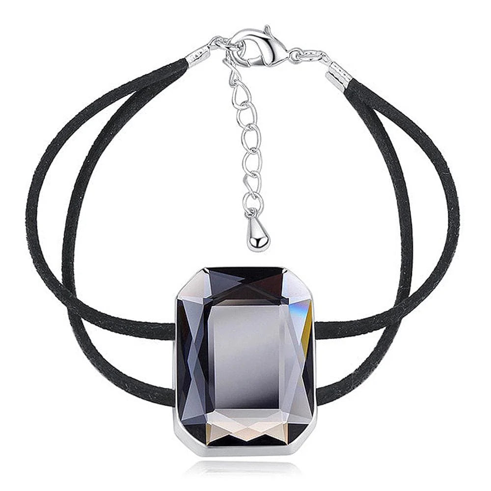 Krystal Couture Emerald-Cut Crystal Double Strap Bracelet Embellished with Swarovski Crystals
