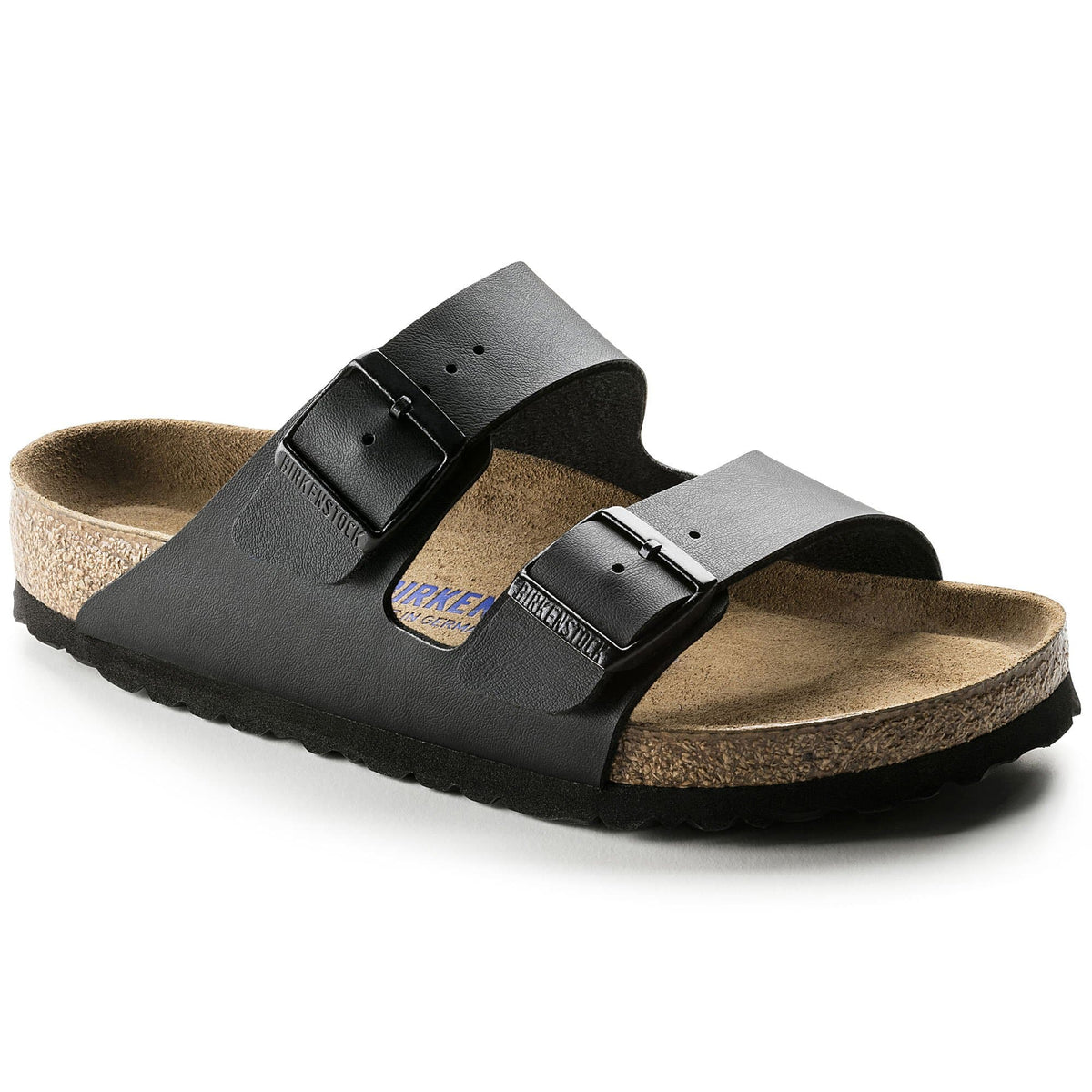 Birkenstock Unisex Arizona Birko Flor Two Strap Narrow Fit Sandals - Black