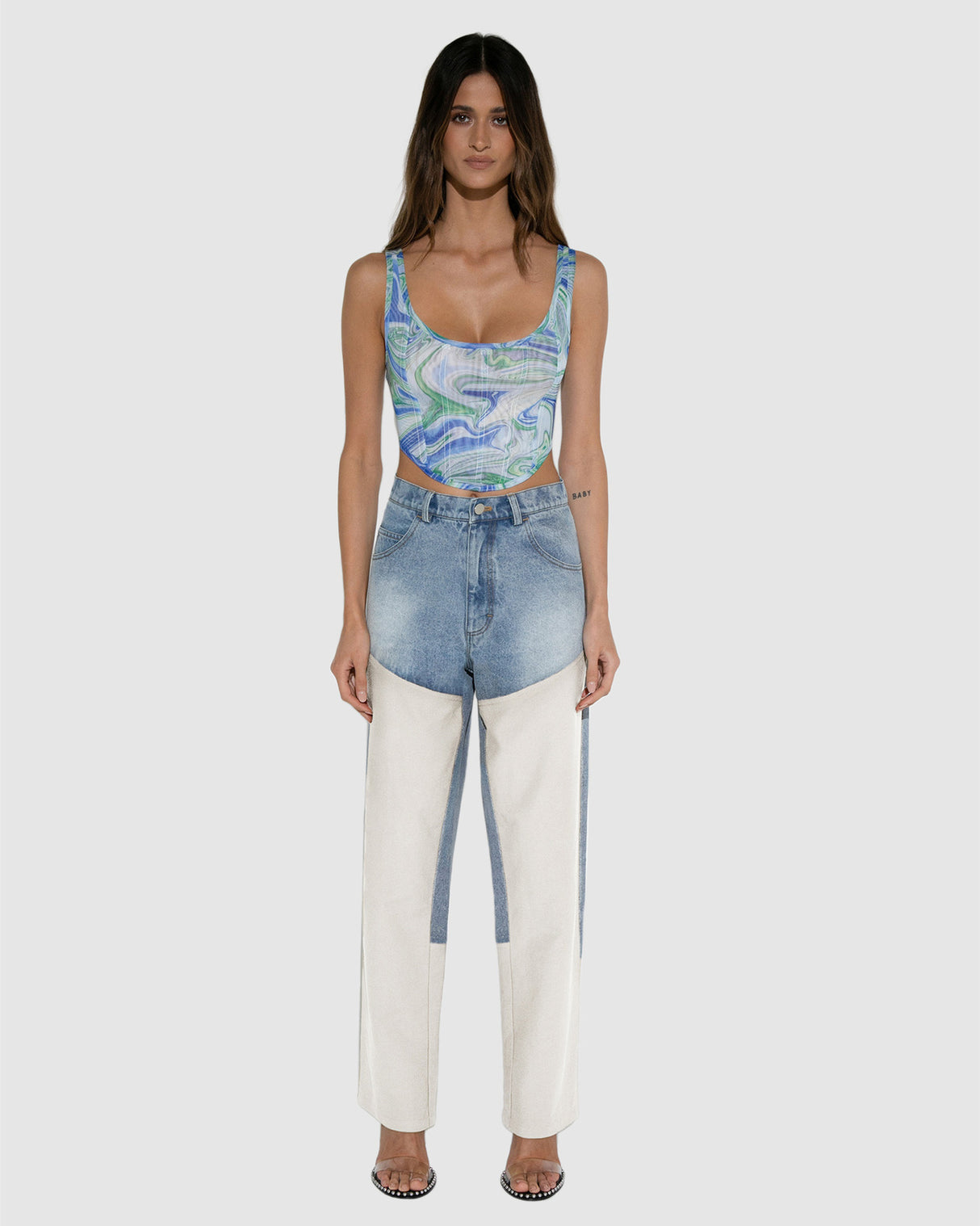 BY.DYLN Suki Corset - Blue Print