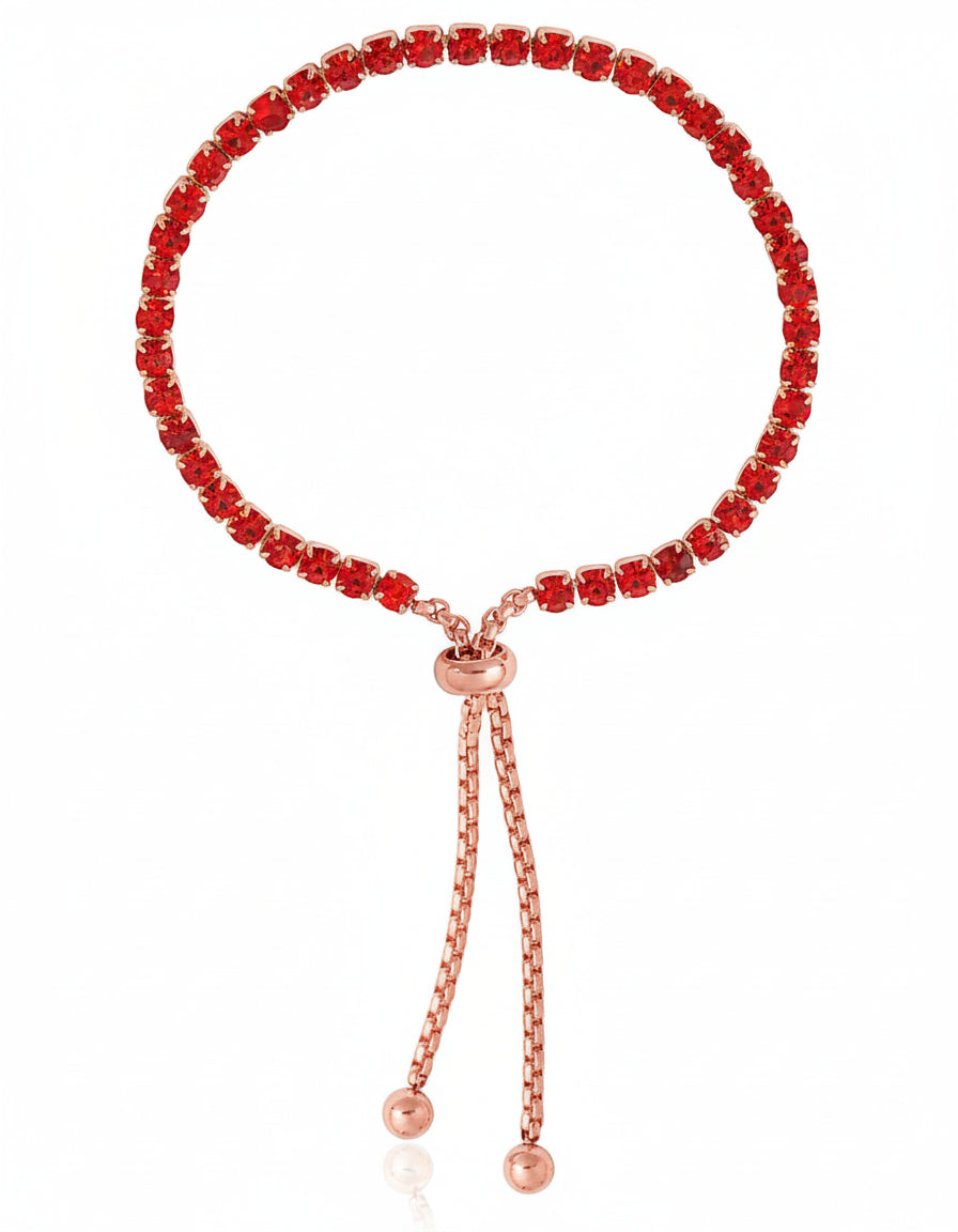 Liv Oliver 18K Rose Gold Red Adjustable Bracelet