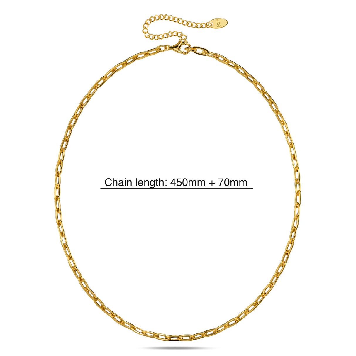 Bullion Gold Flat Paperclip Link Chain Gold Plated Necklace