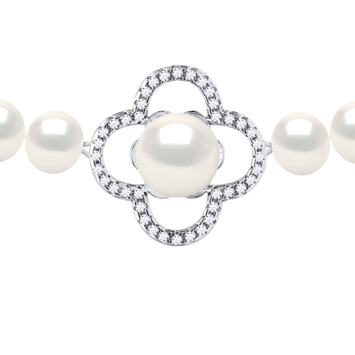 Necklace Row of Real Cultured Freshwater Pearls Semi Round 6-7 mm - Natural White - Longueur 42 cm