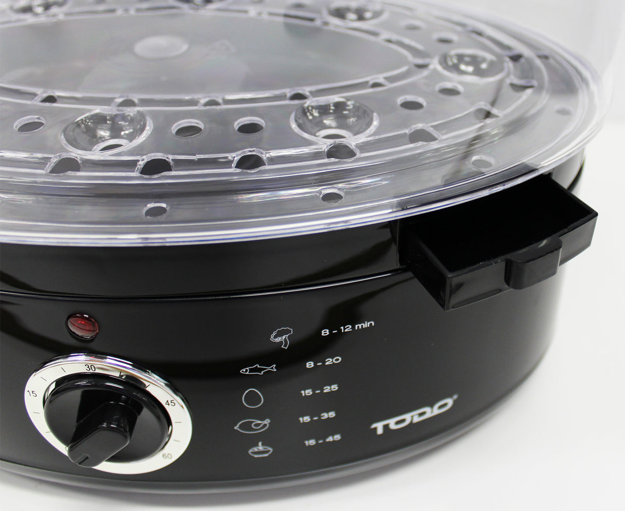 TODO 9L Steam Cooker Steamer 3 Tray 800W Power Dial Timer Healthy Stackable