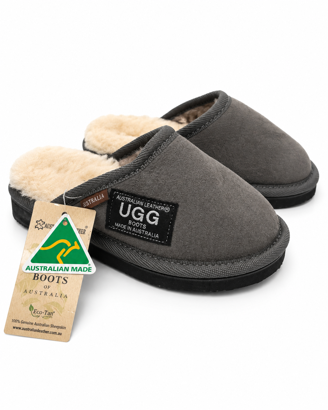Australian Leather Ugg Kids Classic Slippers - Grey - AU10