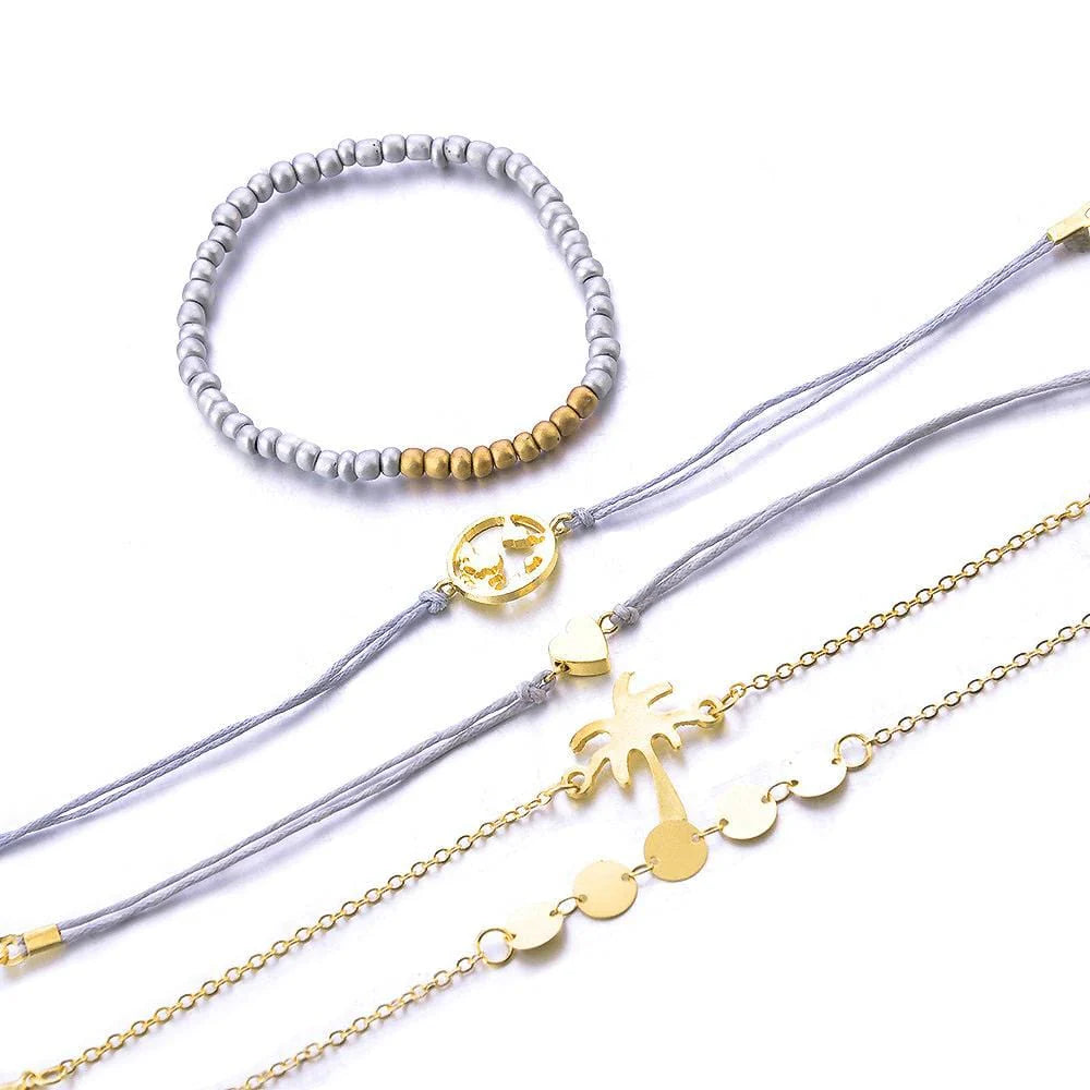 Bohemian 5-Piece Charm Bead Bracelet Set