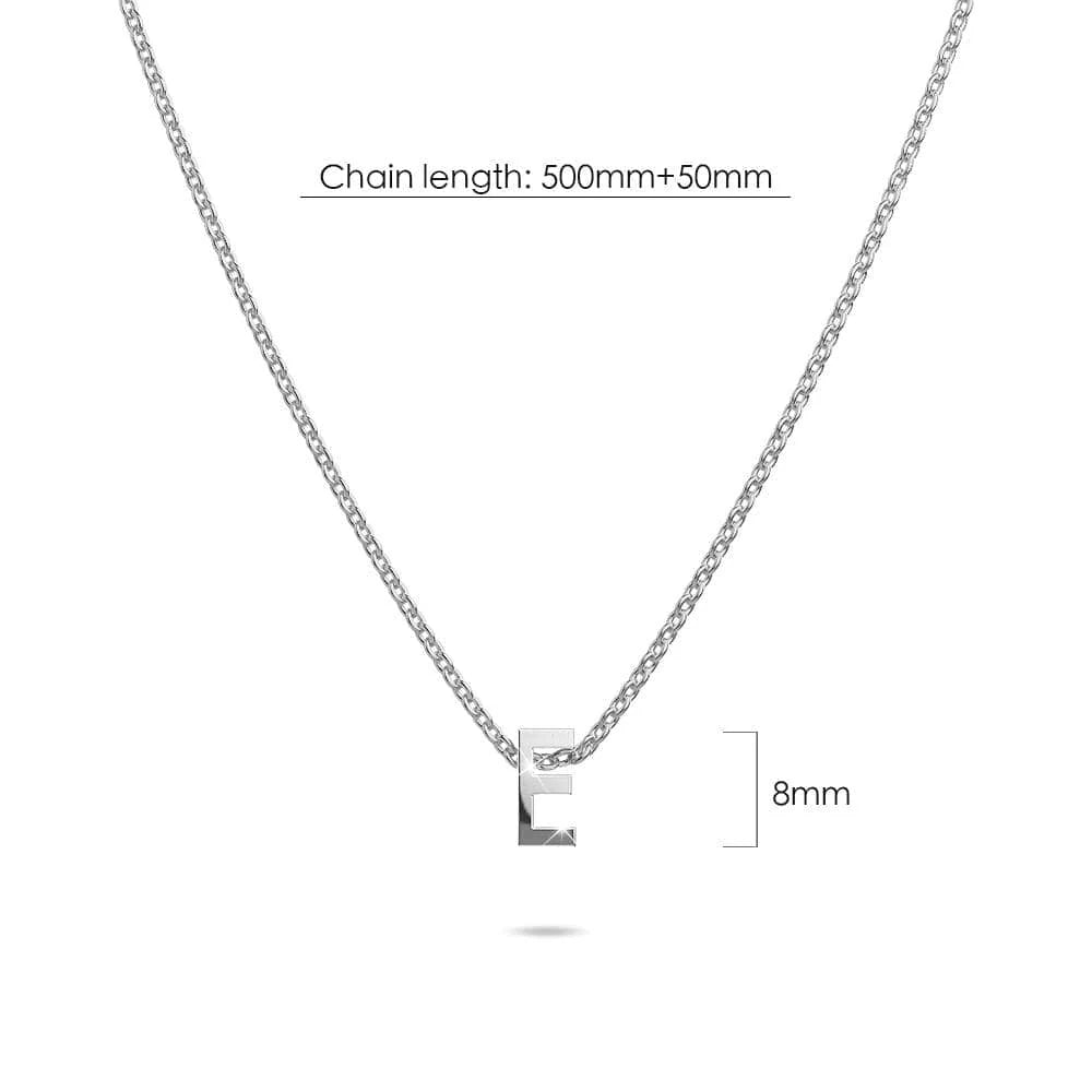 Bullion Gold Initials Brick Alphabet Letter Necklace White Gold Layered Steel Jewellery