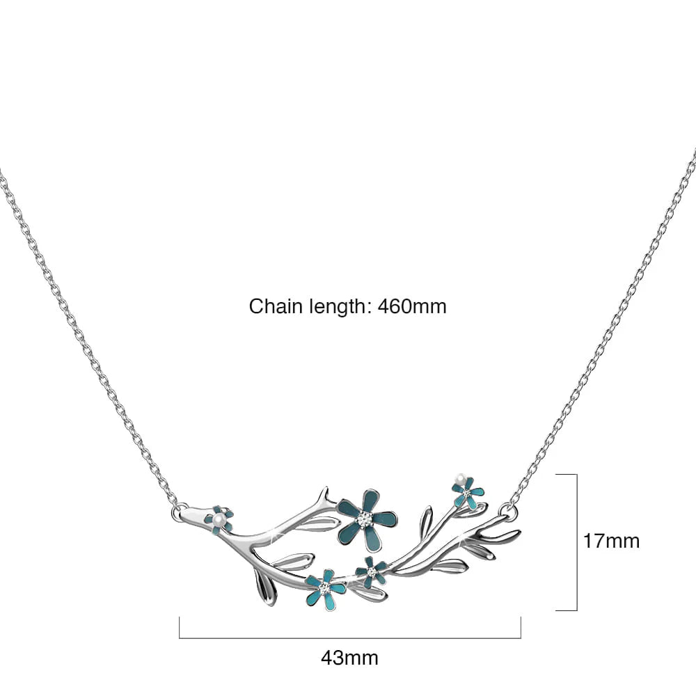 Krystal Couture Petalia Turquoise Blue Necklace Featured SWAROVSKI Crystals in White Gold