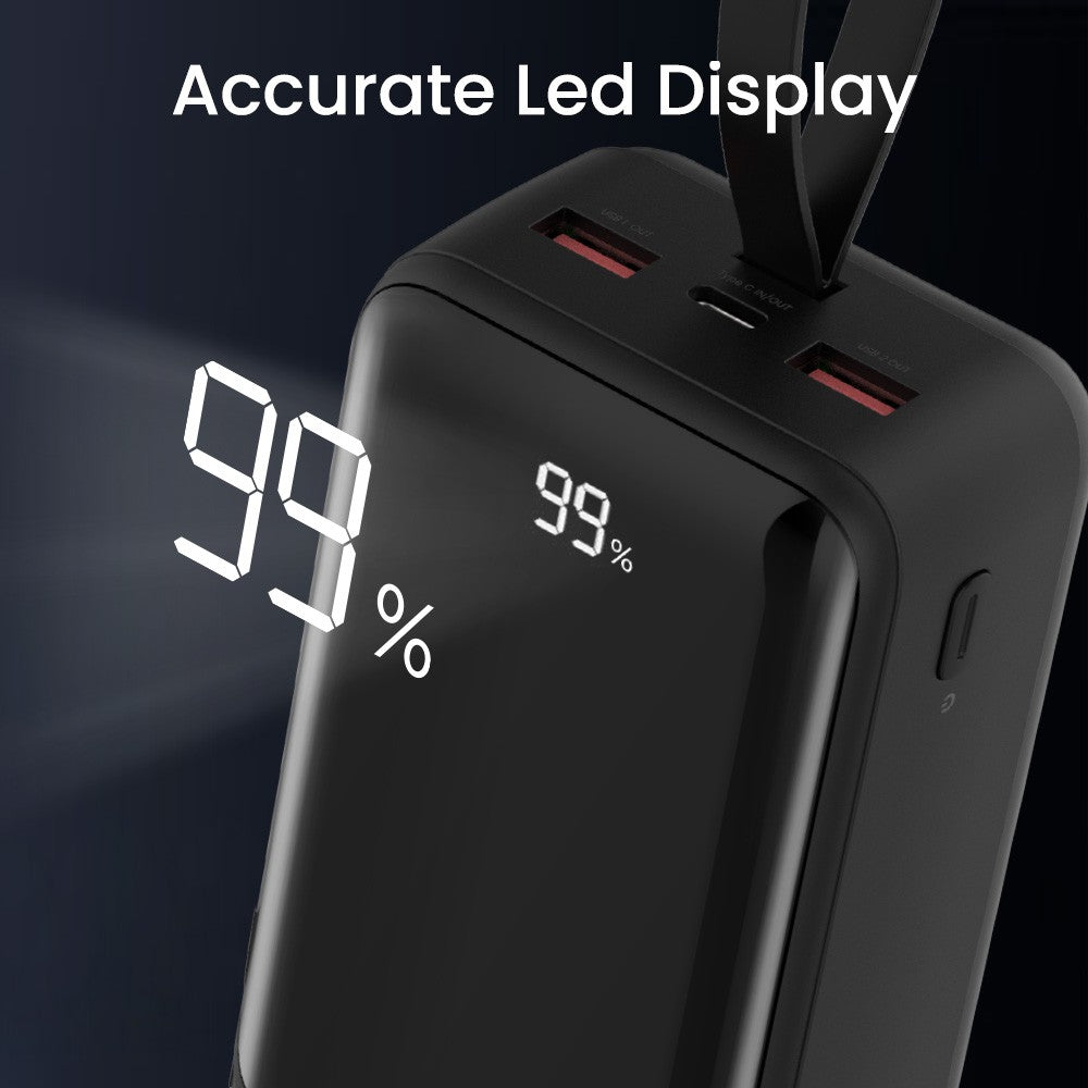 iQuick Power Square Power Bank 30000mAh 22.5W LED Display USB Type-C Type-A - Black