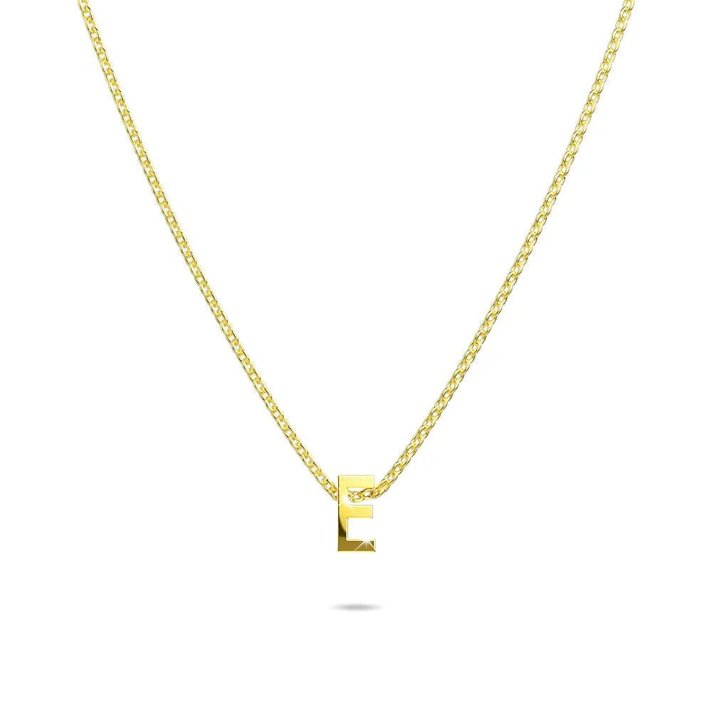 Bullion Gold Initials Brick Alphabet Letter Necklace Gold Layered Steel Jewellery