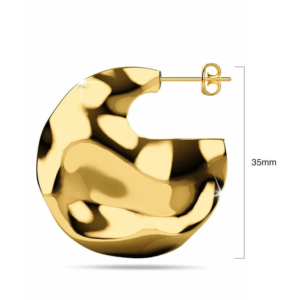 Bullion Gold Textured Flat Earrings in Gold