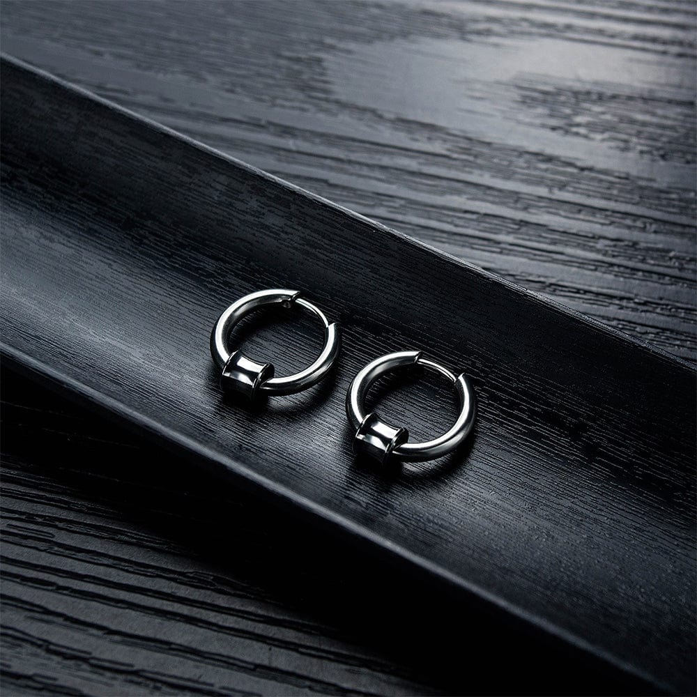 Bullion Gold Round Hoop White Gold Layered Earrings