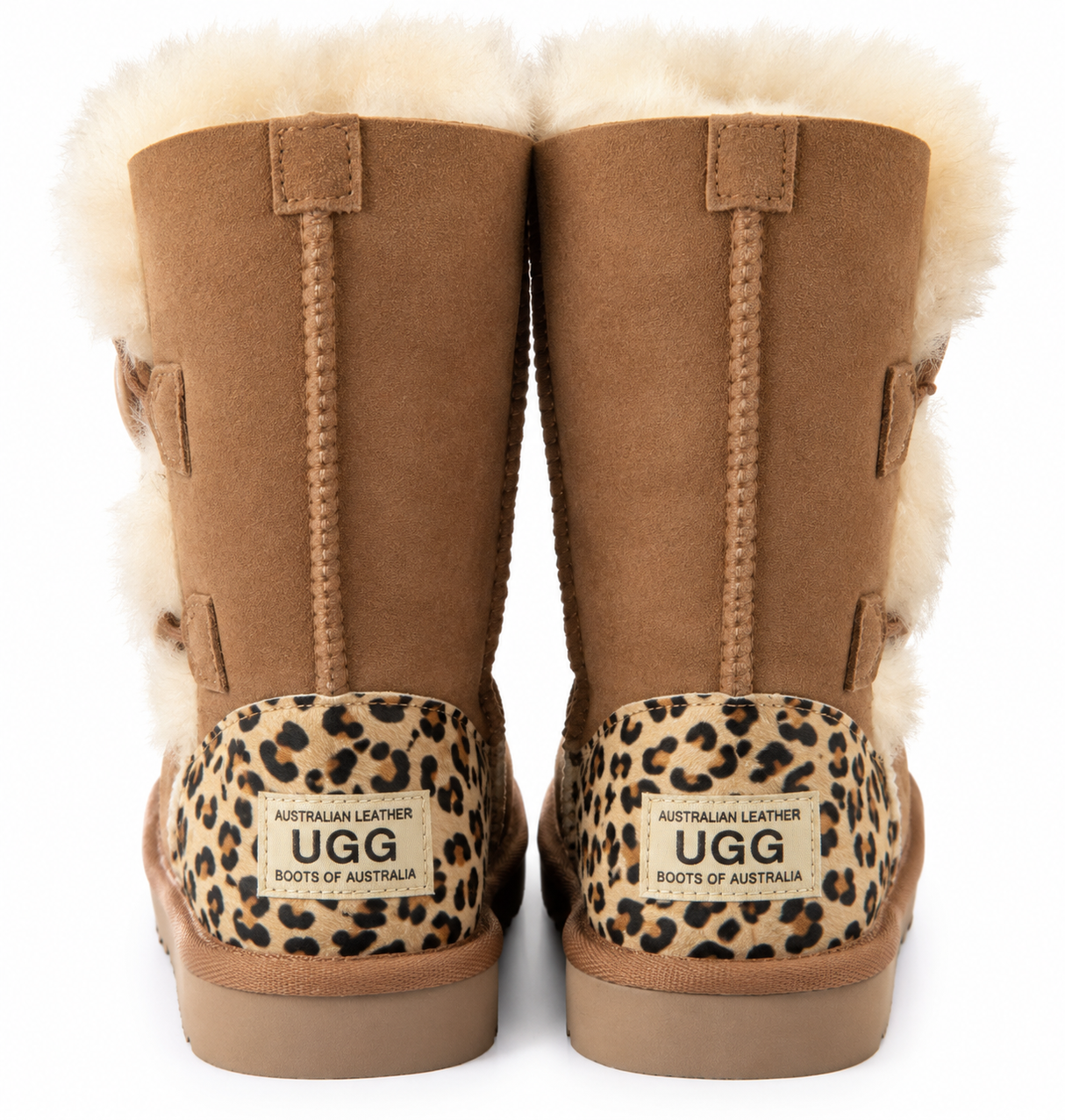 Australian Leather Ugg Classic Short 2Button Leopard - Chocolate - AU4