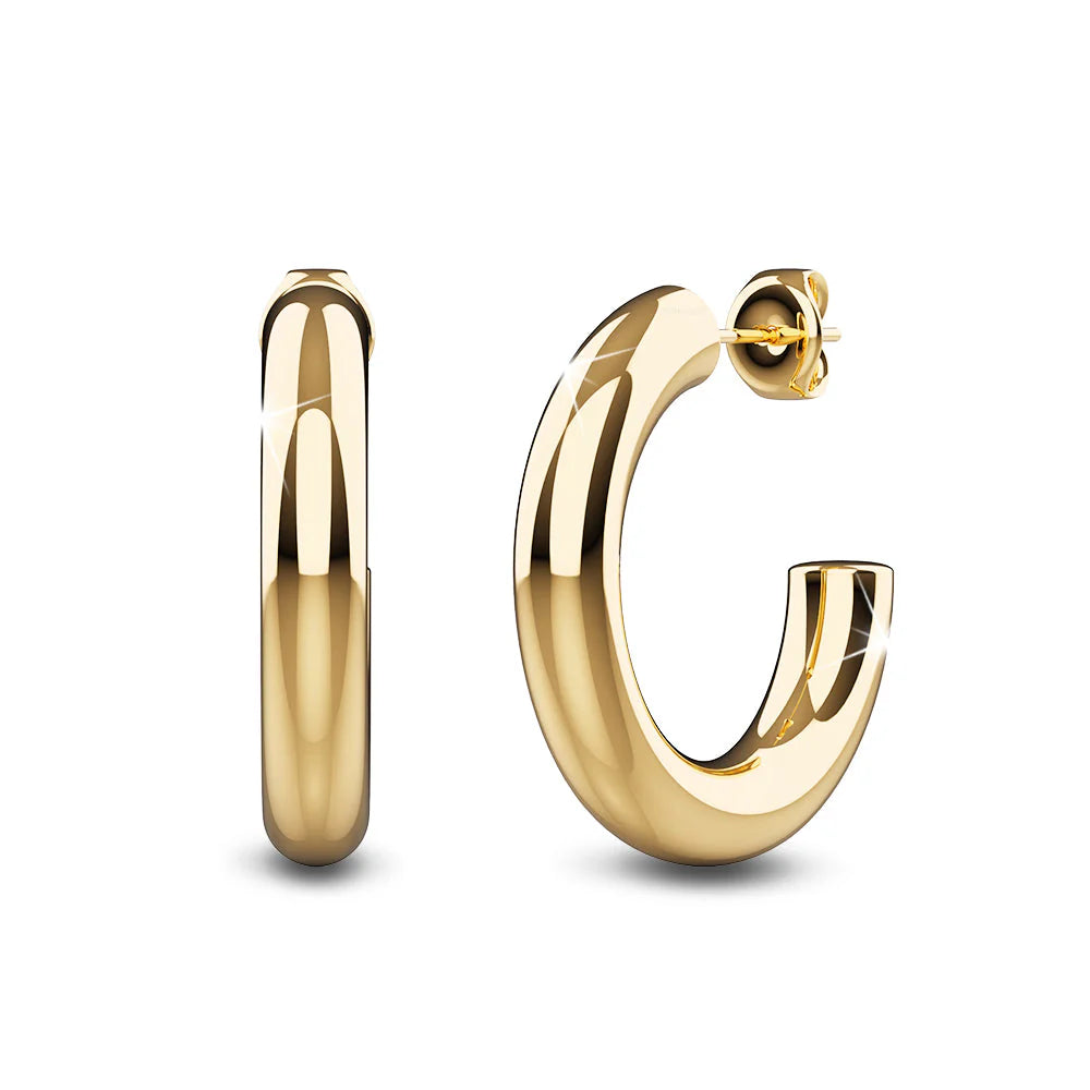 Bullion Gold Creole C-Hoop Gold Layered Earrings