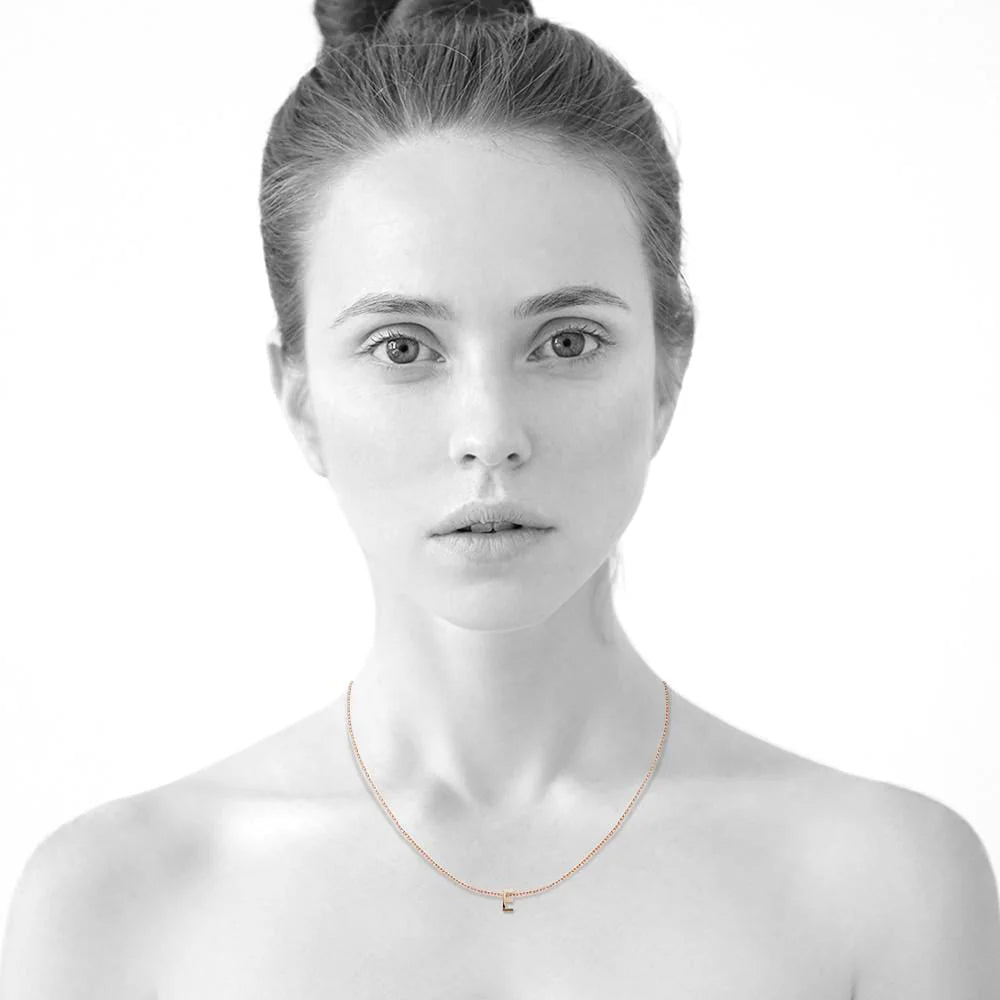Bullion Gold Initials Brick Alphabet Letter Necklace Rose Gold Layered Steel Jewellery
