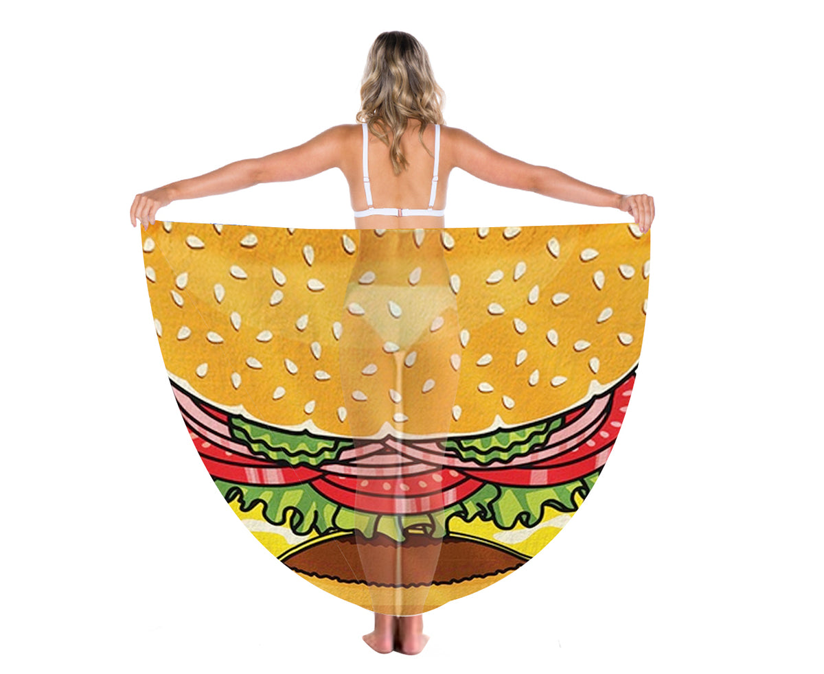 TODO Luxury Edition Chiffon Digital Print Beach Throw Yoga - Hamburger