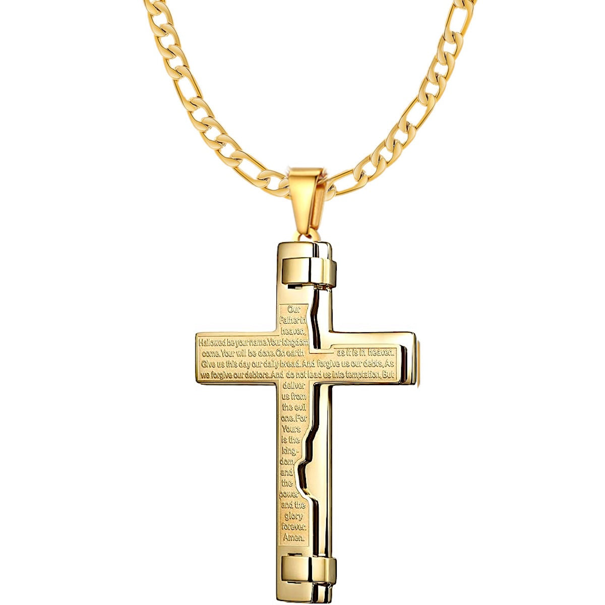 Stephen Oliver 18K Gold Cross Engraved Necklace