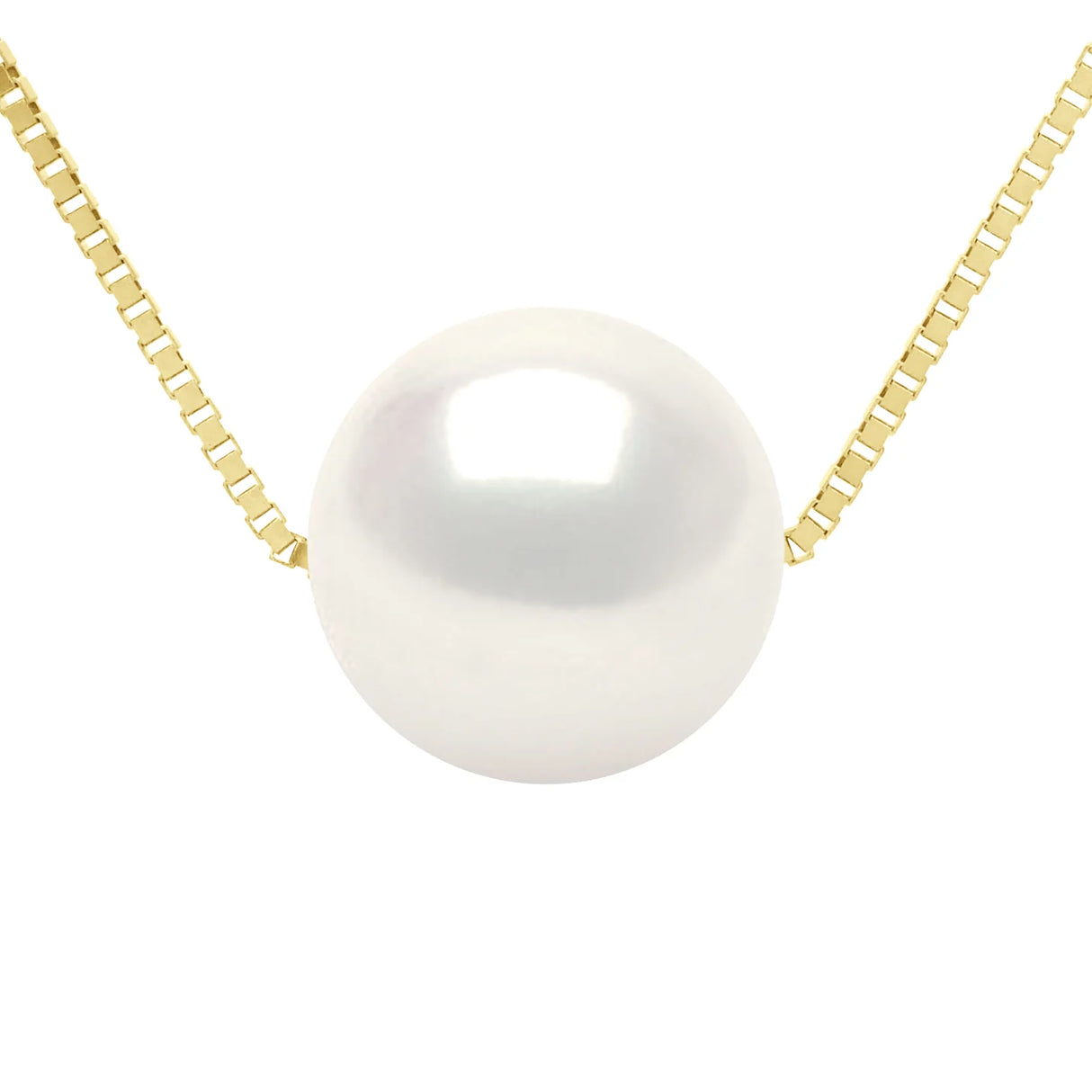 Necklace Freshwater Pearl White Yellow Gold 9-10mm