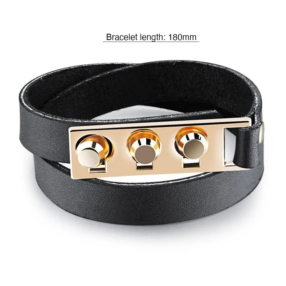 The Locks Black Leather Bracelet