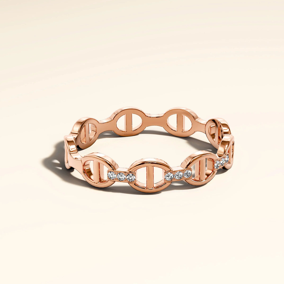 Bullion Gold Mariner Link Ring In Rose Gold