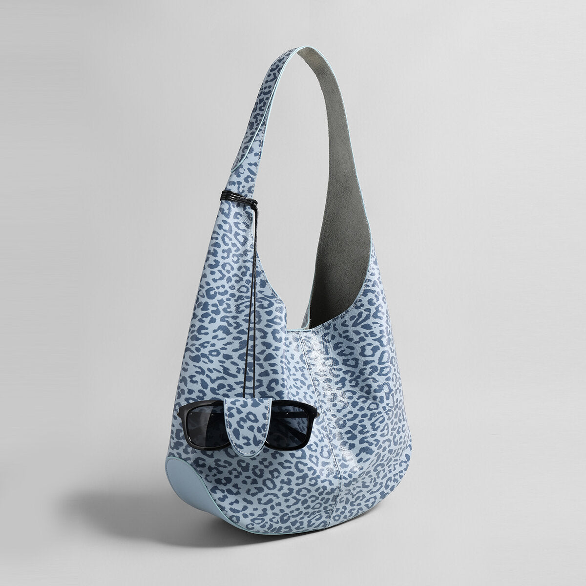 Leopard Print Soft Hobo Bag - Blue