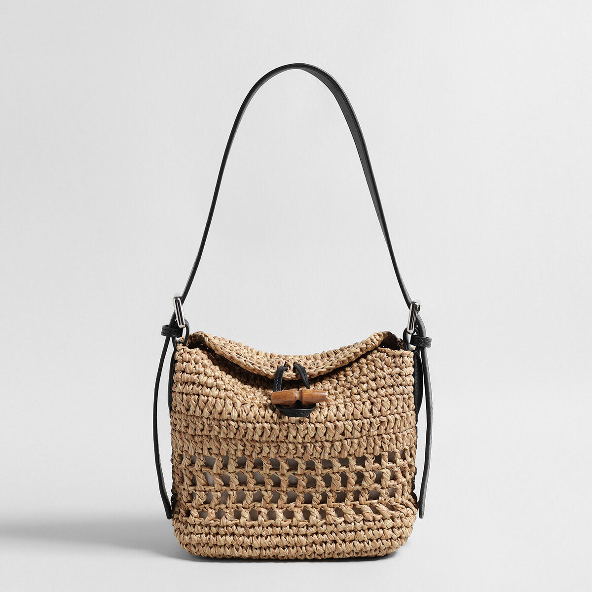 Handwoven Raffia Hobo Bag - Natural