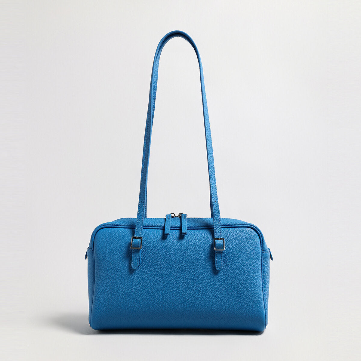 Pebbled Leather Pillow Shoulder Bag - Blue