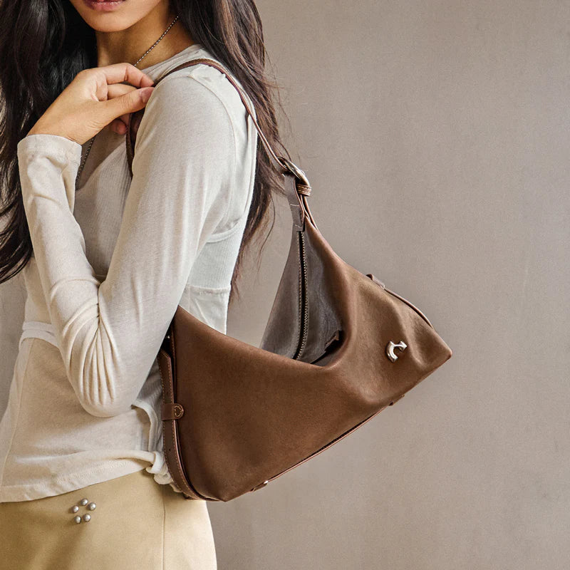 Nalandu Vintage Slouchy Leather Shoulder Bag - Brown