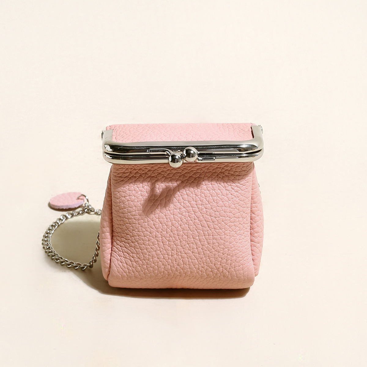 Modern Ball Clasp Wallet with Adjustable Chain Strap - Pink