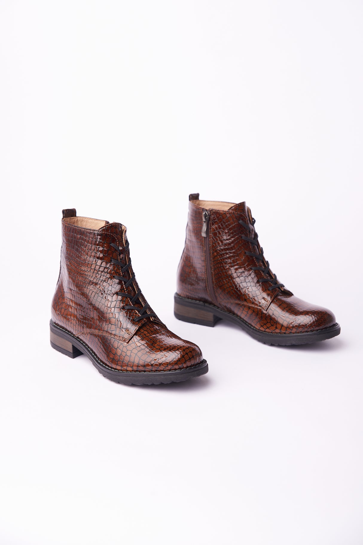 Bosccolo Womens Ankle Boots - Brown Croco