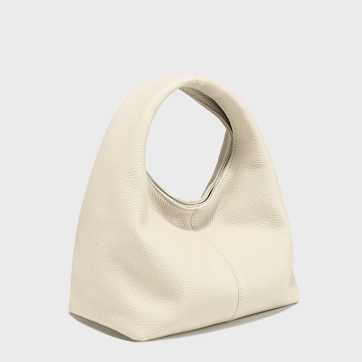 Premium Calfskin Leather Slouchy Hobo Bag - Ivory