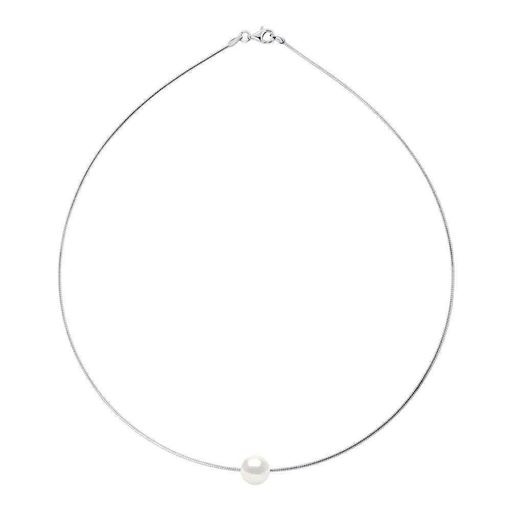 Necklace Freshwater Pearl White Sterling Silver 9-10mm