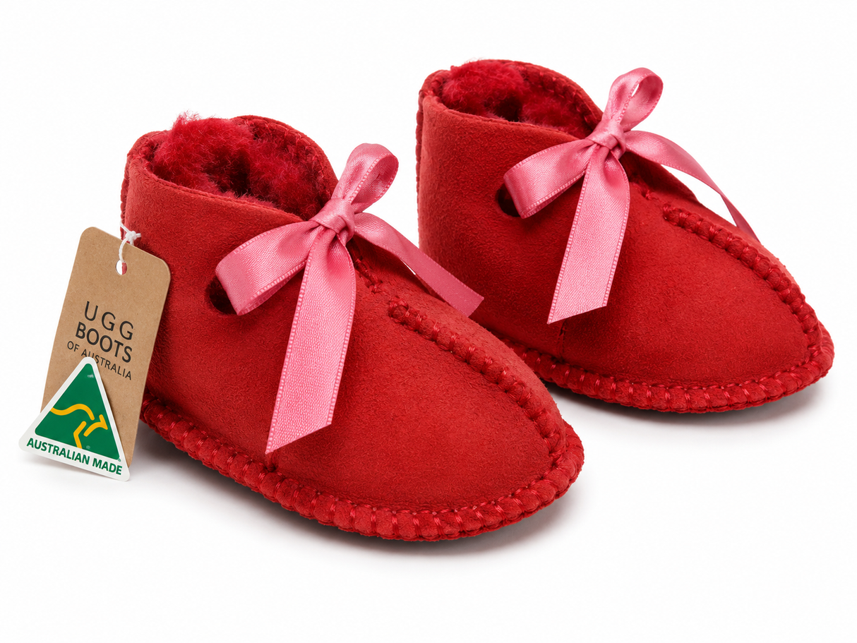 Australian Leather Ugg Infant Ribbon - Tomato Pink - Small
