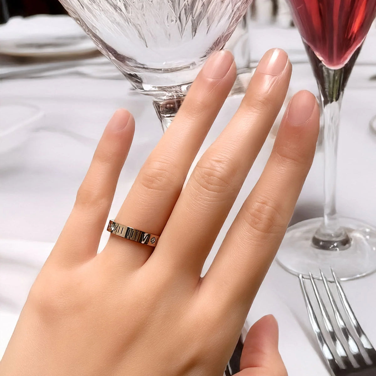 Bullion Gold Romanian Numeral Ring In Rose Gold