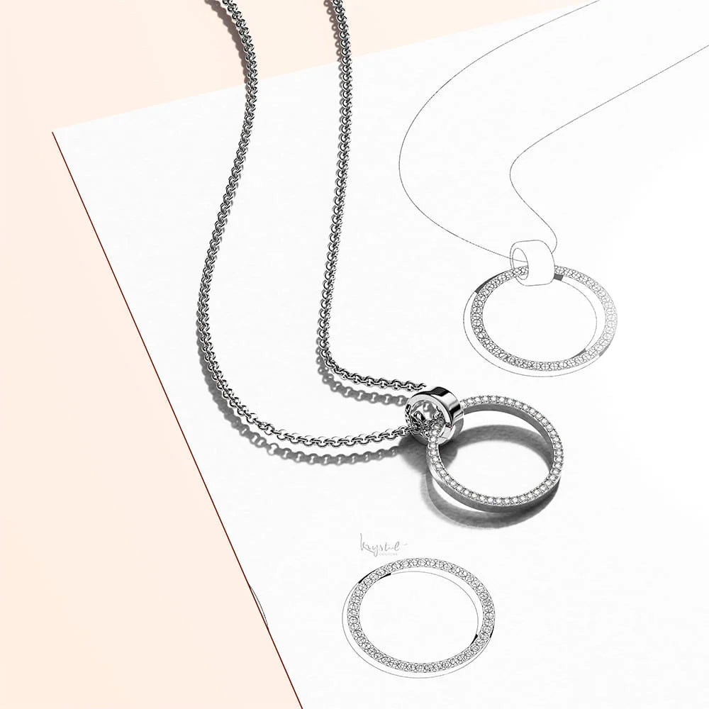 Boxed Orbit Earrings, Bracelet & Necklace Set with SWAROVSKI® Crystal in White Gold