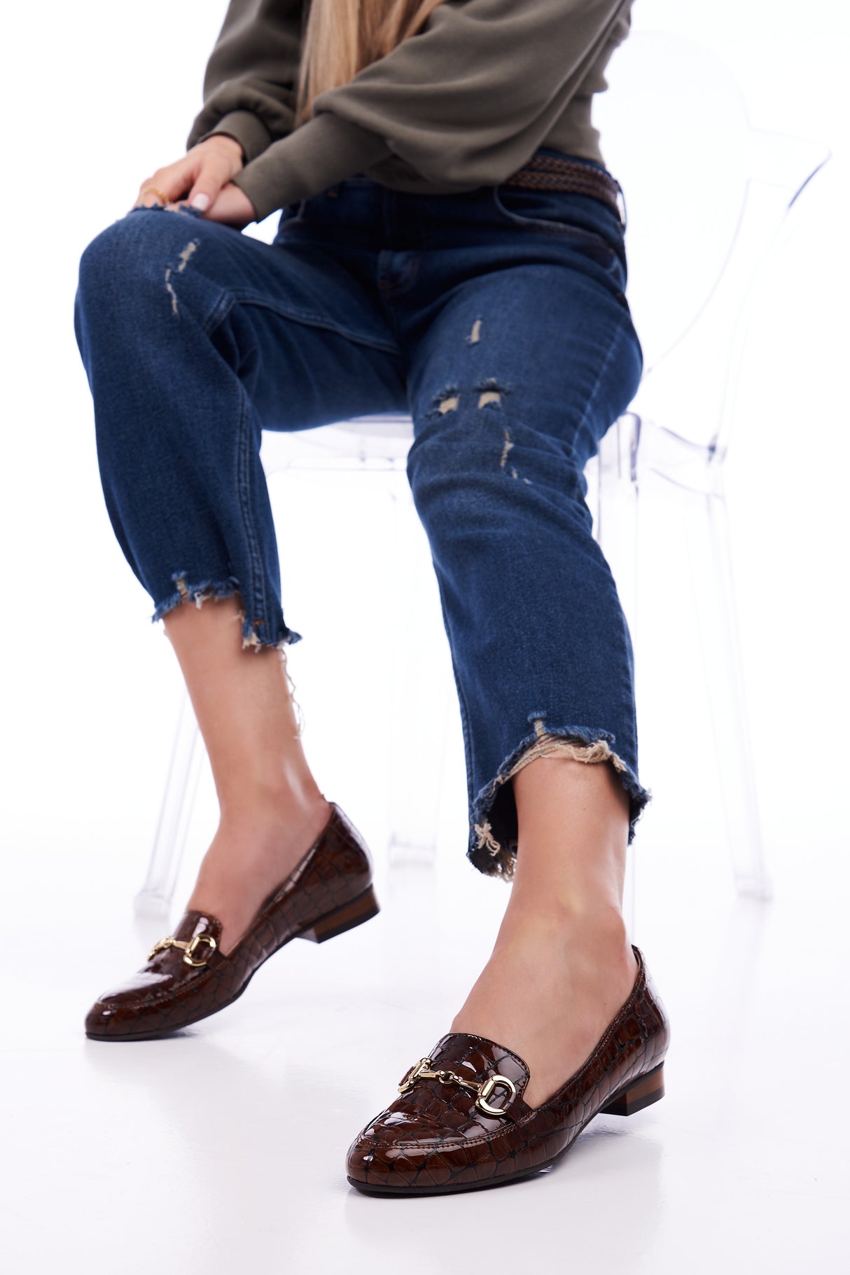 Bosccolo Womens Moccasin - Ginger Croco