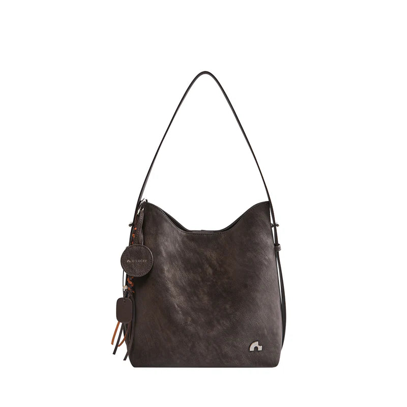 Nalandu Vintage Leather Large Capacity Tote Bag - Chocolate