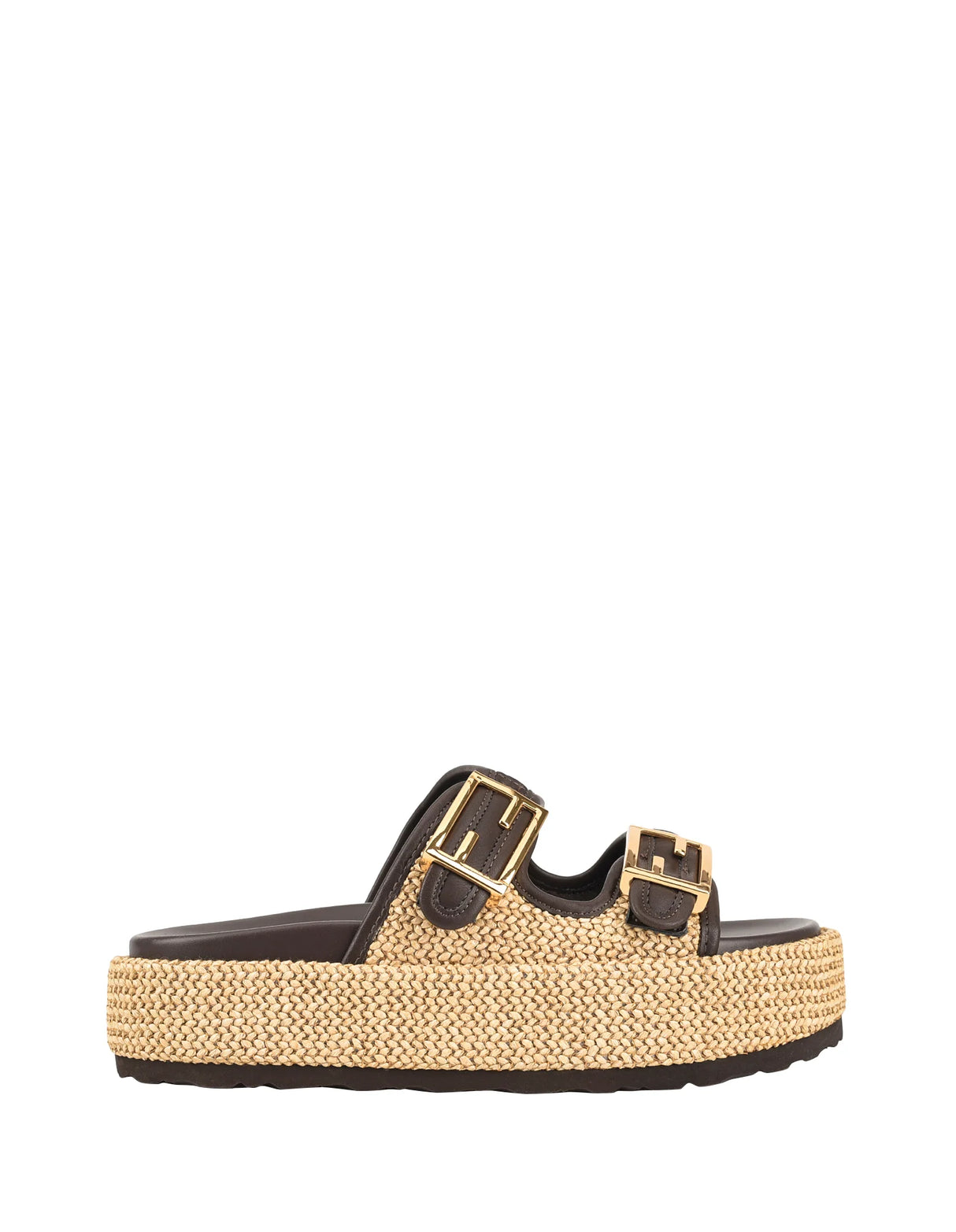 Siren Woven Platforms - Natural Weave/Chocolate Brown