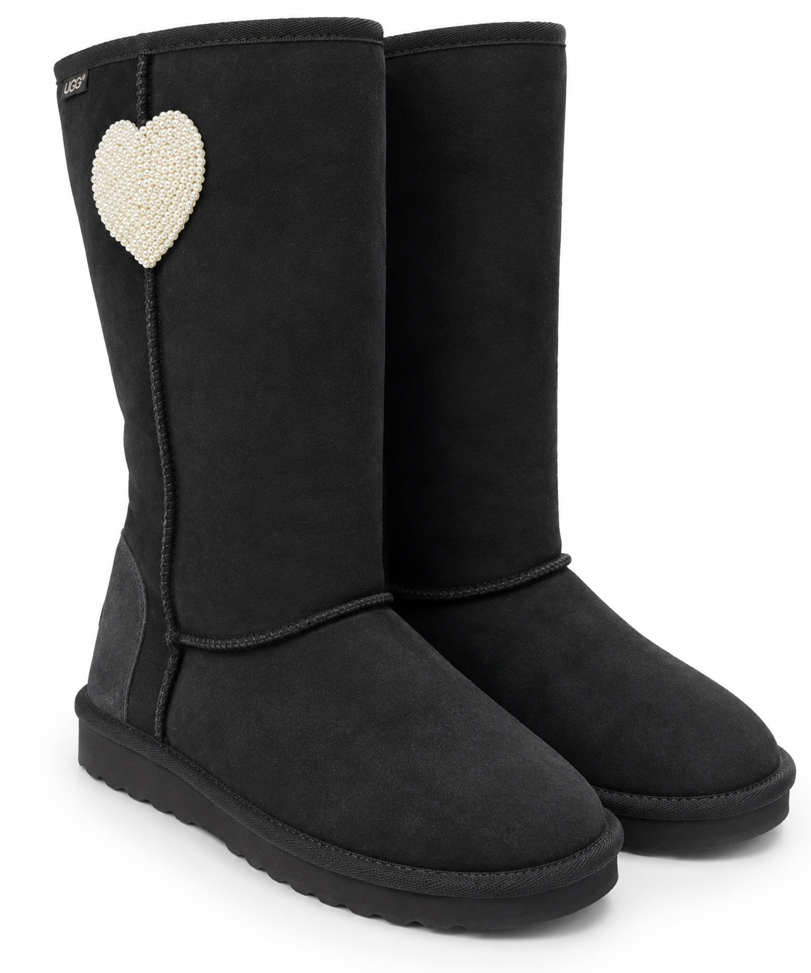 Australian Leather Ugg Classic Pearl Heart Long - Black - AU7