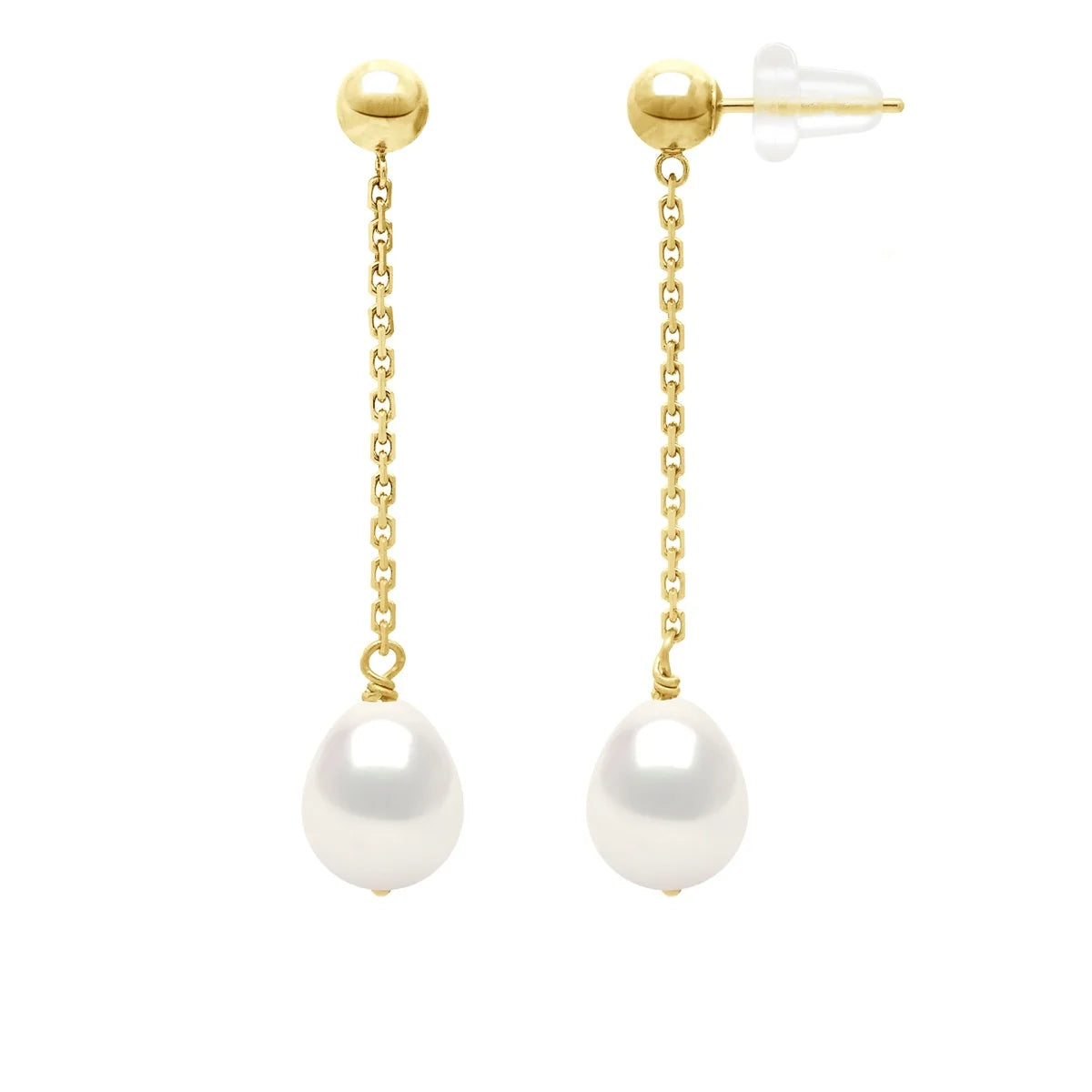 Drop Earrings Freshwater Pearl Gold Vermeil 7-8mm