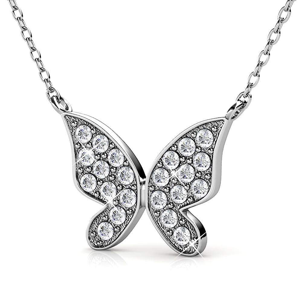 Krystal Couture White Gold Sweet Butterfly Pendant Necklace Embellished with Crystals from SWAROVSKI