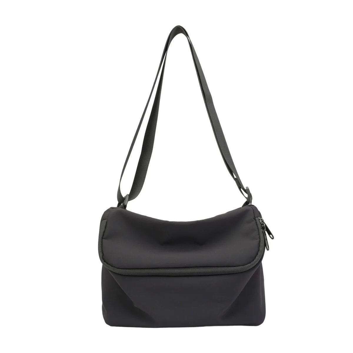 BAMEI Lightweight Recycled Nylon Flap Crossbody Bag - Black
