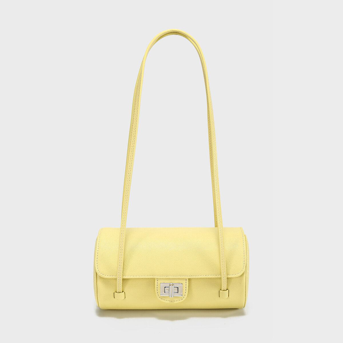 Pebbled Leather Cylinder Barrel Bag - Yellow