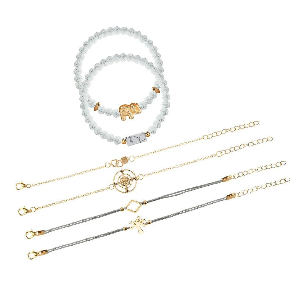 Bohemian 6-Piece Charm Bead Bracelet Set