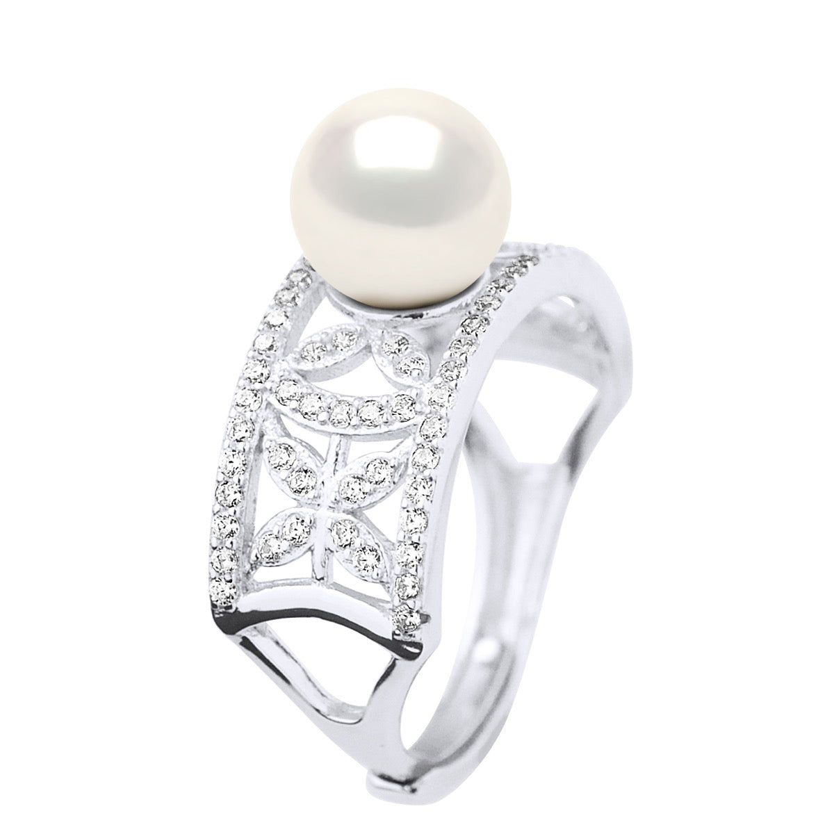 Ring Jewelry - Natural White - Ring Size adjustable - from Size 48 to Size 62 (France) - see enclosed Sizer