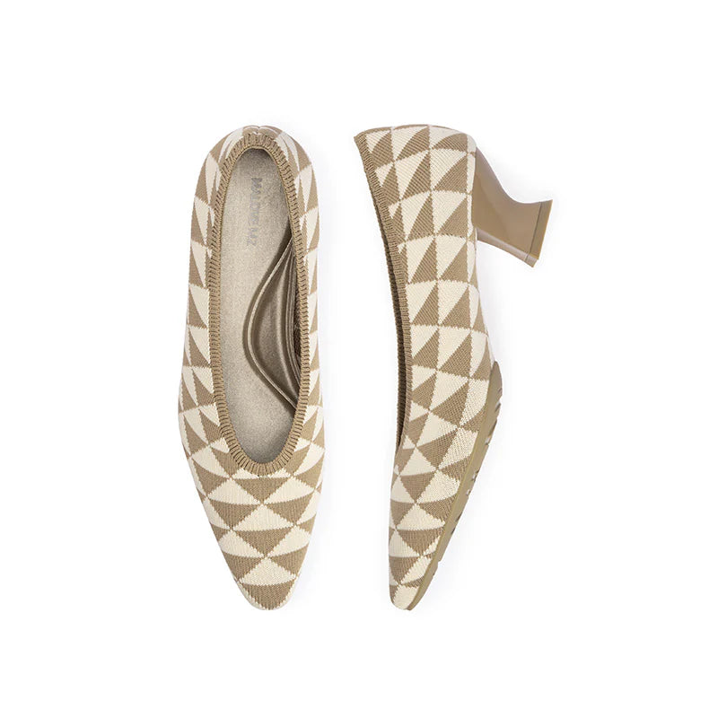French Chic Geometric Low Heels - Cream