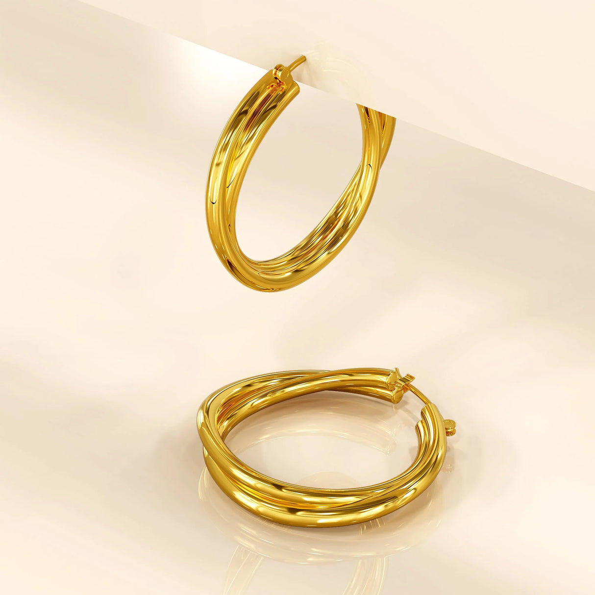 Bullion Gold Subtle Hoop Gold Layered Earrings