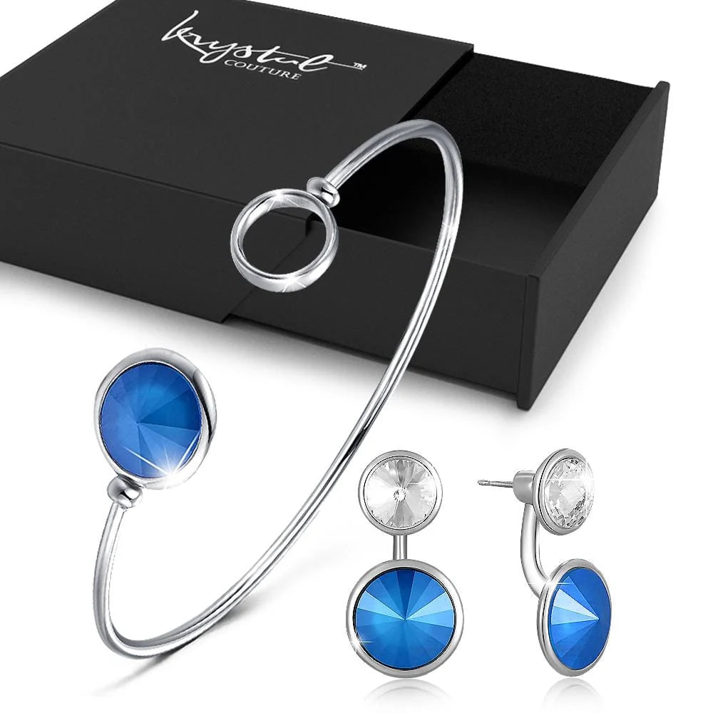 Boxed 2pc Azare Blue Embellished with SWAROVSKI® Crystals