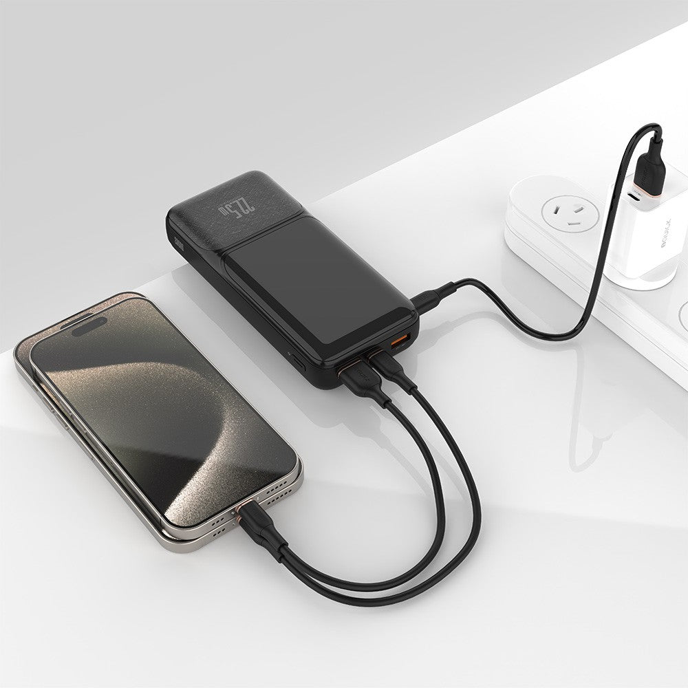 iQuick Power Square Power Bank 20000mAh 22.5W LED Display USB Type-C Type-A - Black